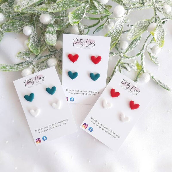 Herz - Ohrstecker Duo in 3 Farben