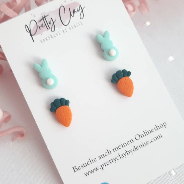 Ohrstecker Set - Hase und Karotte