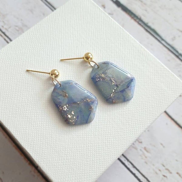 Ohrringe Kristall | Blau & Gold