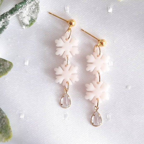 Ohrringe - Schneeflocken mit Kristall