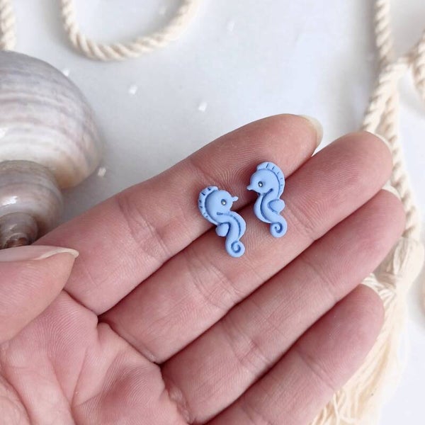 Ohrstecker Seepferdchen | Blau