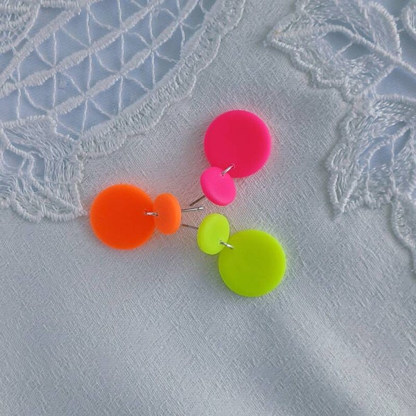Ohrringe Neon | Double Circle Drops