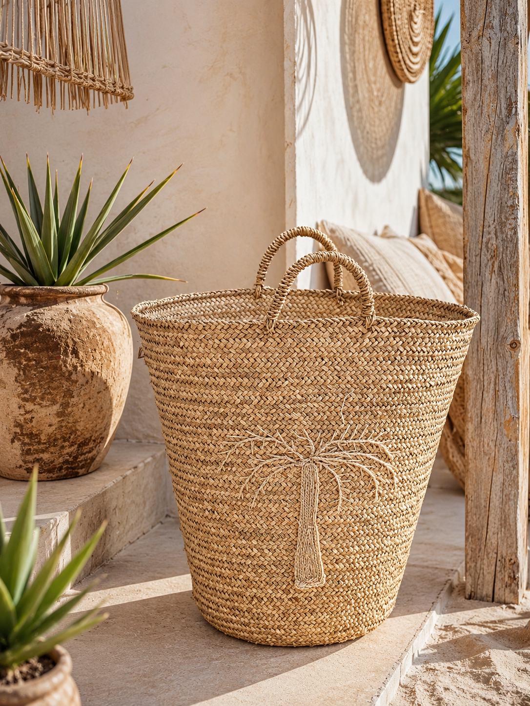 Mand zeegras palm beige M