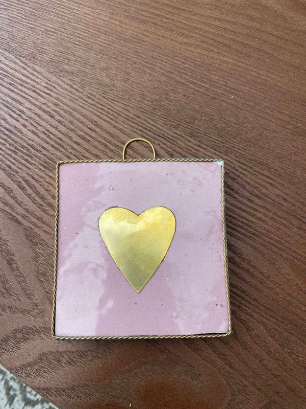 Zelliges tegel roze / goud hart