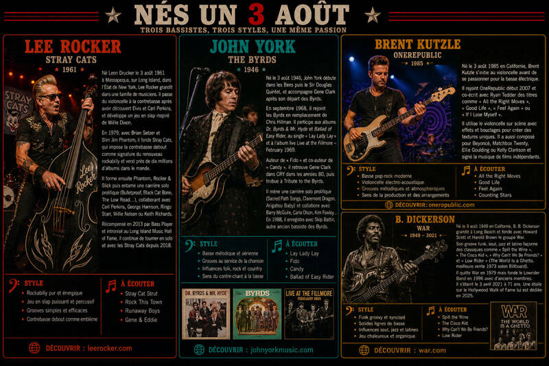 Bassistes nés un 3 août - Gravebasse