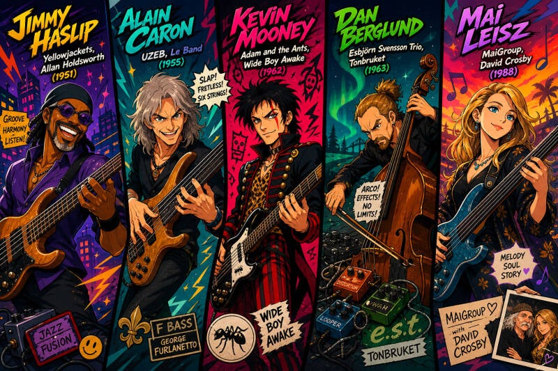 Illustration des bassistes liés à cet article - image non contractuelle
