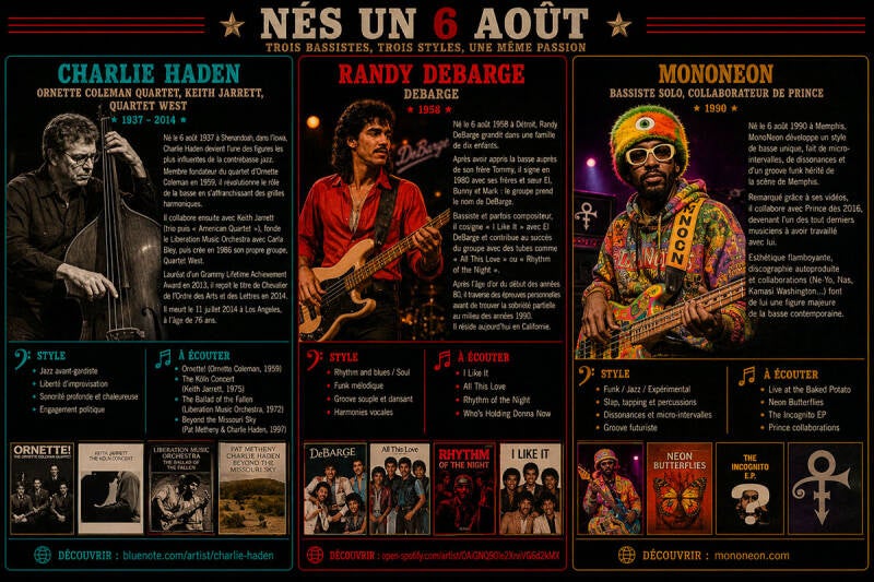 Bassistes né(e)s un 6 août - Gravebasse