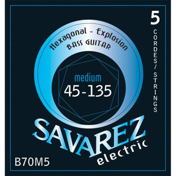 SAVAREZ® HEXAGONAL EXPLOSION CORDES BASSE ÉLECTRIQUE 5 CORDES 045-135