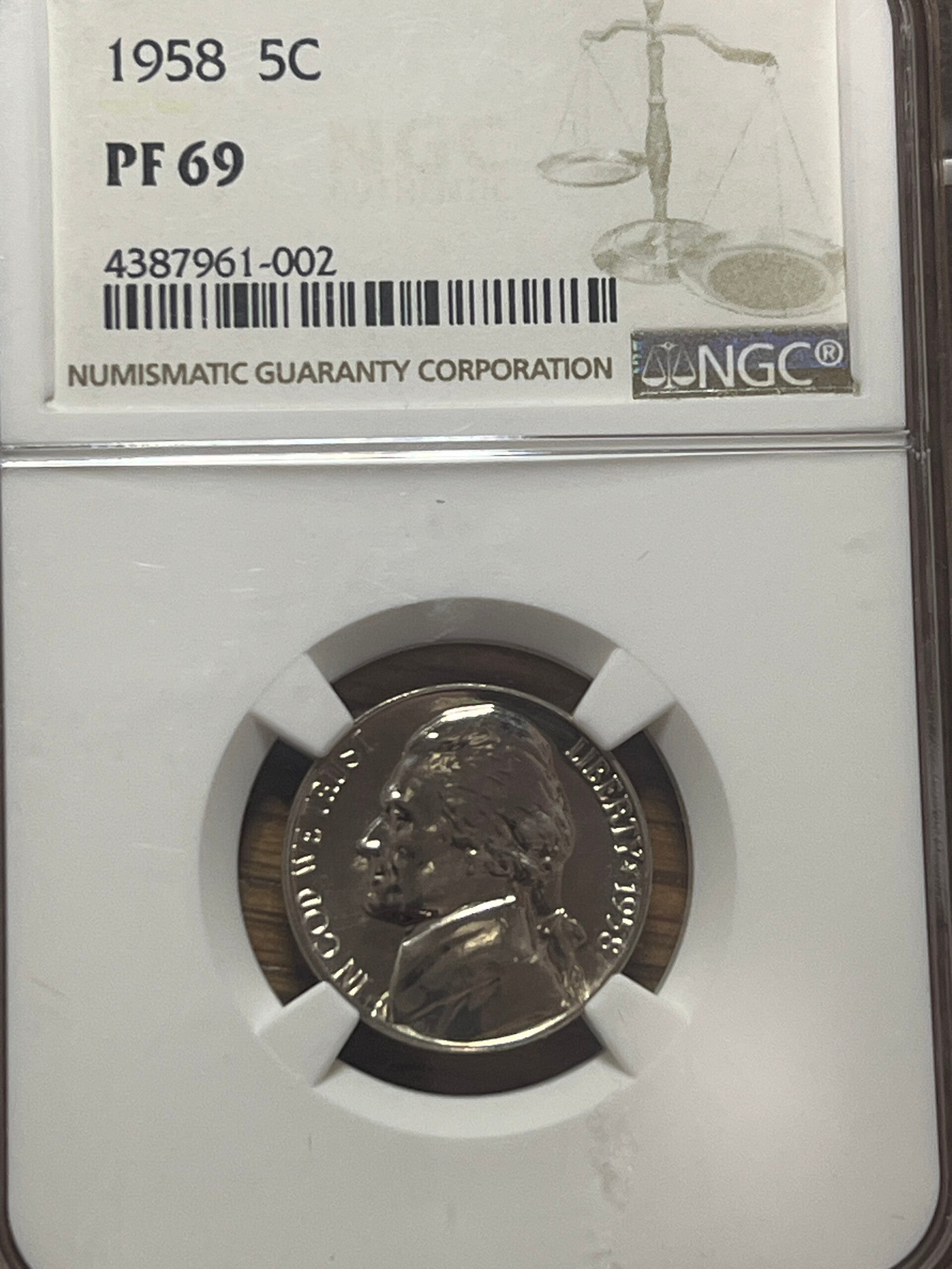 1958 Jefferson Nickel Proof