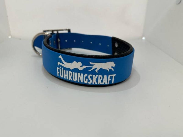 Biothane Halsband mit Schaumstoffunterlegung - Blau Führungskraft