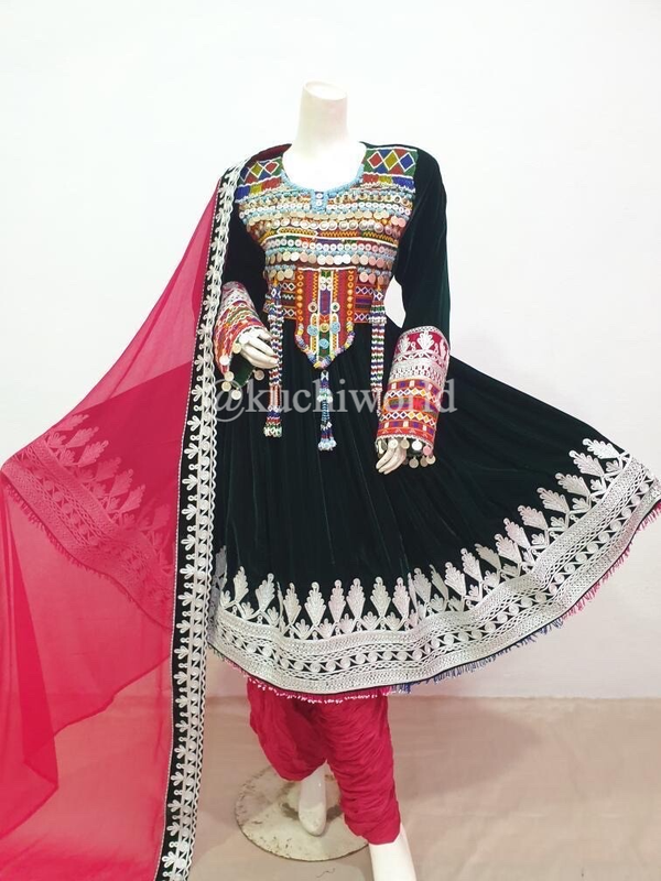 kuchai khadija dark green ghand afghani