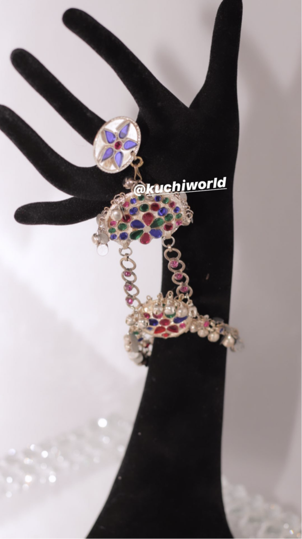 Silver bracelet with ring