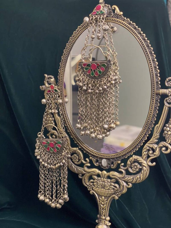 Afghan vintage kuchi earrings/ hair piece