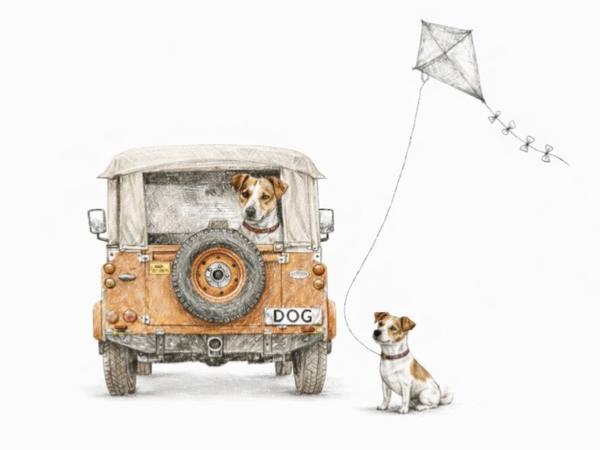 The Farm Lasses Greetings Card. Jack Russells Land Rover card for all occasions.