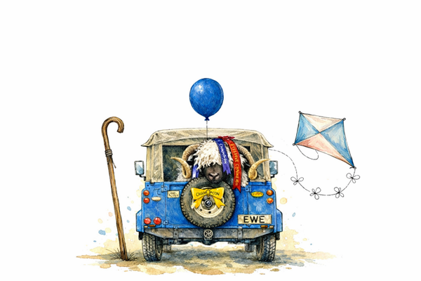 The Farm Lasses Land Rover Valais Greetings card.