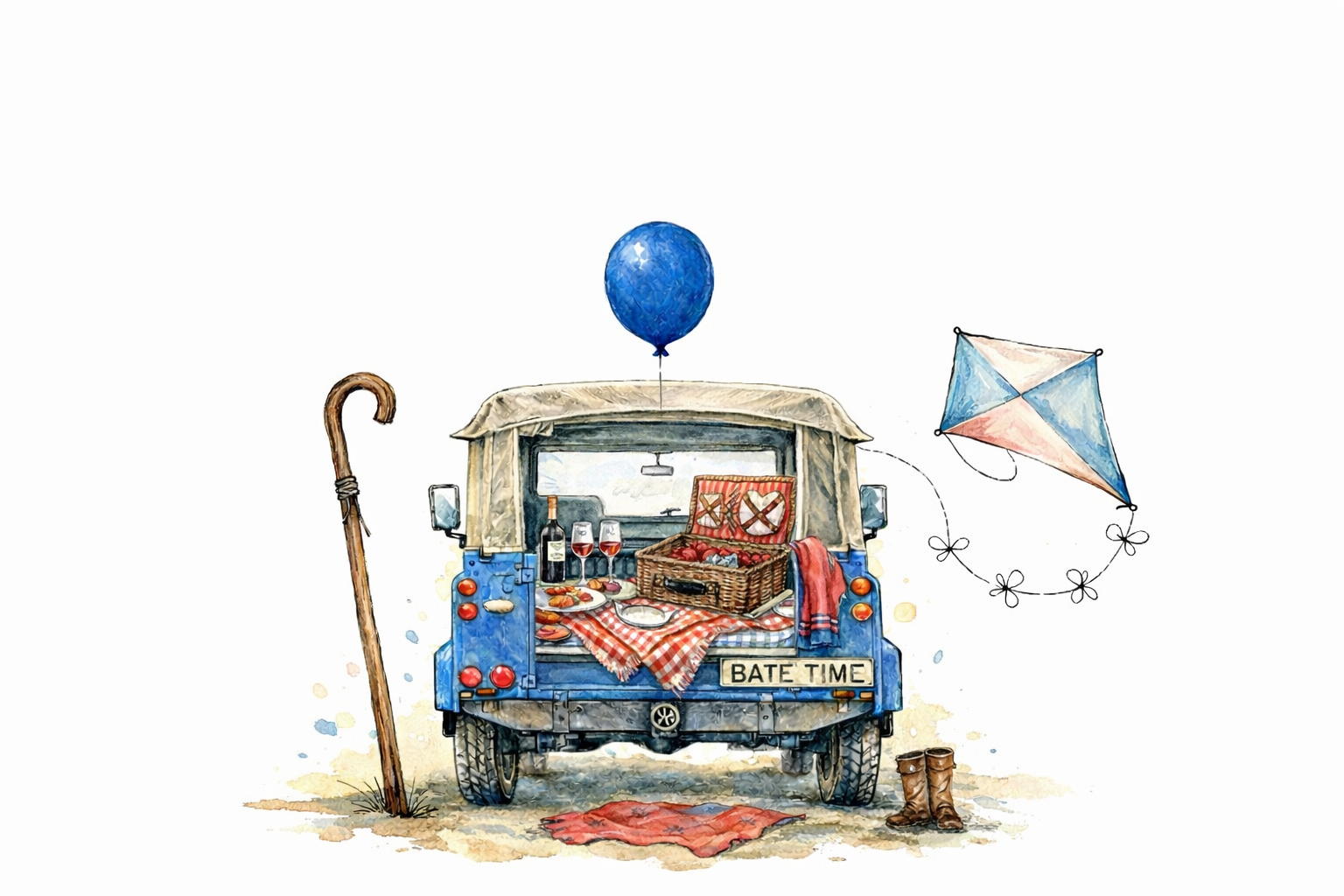 The Farm Lasses - Picnic in a Land Rover all occasions greetings card.