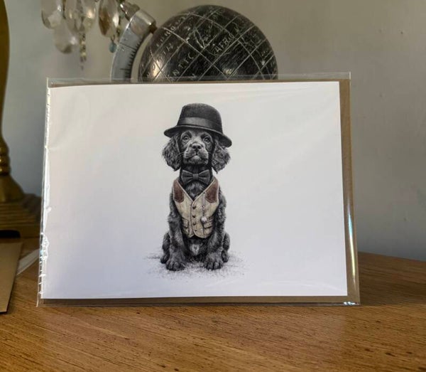 The Farm Lasses farm humour cocker spaniel all occasions card.