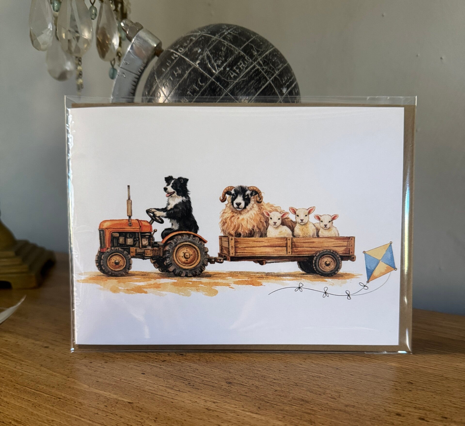The Farm Lasses Border Collie, Sheep and Lambs Greetings Card