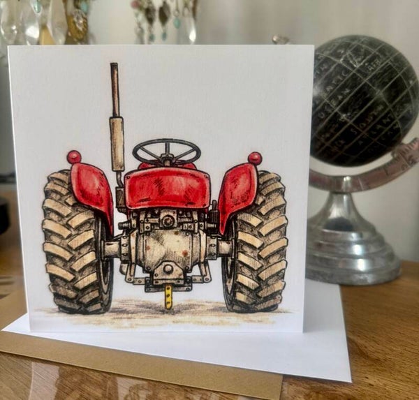 The Farm Lasses tractor greetings card.