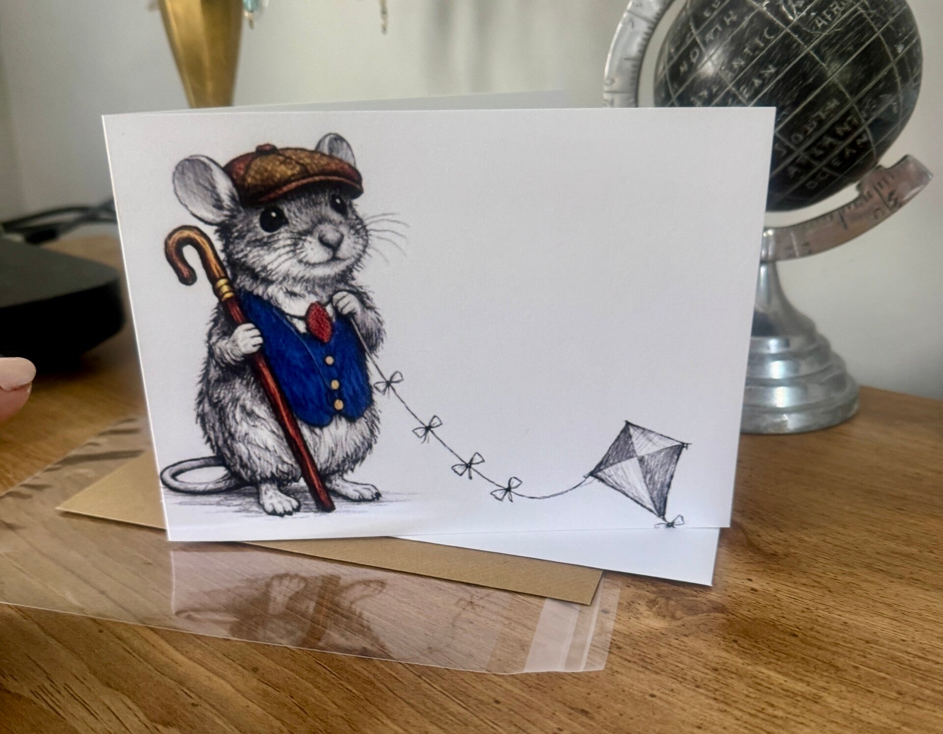 The Farm Lasses Mouse Chap Greetings Card
