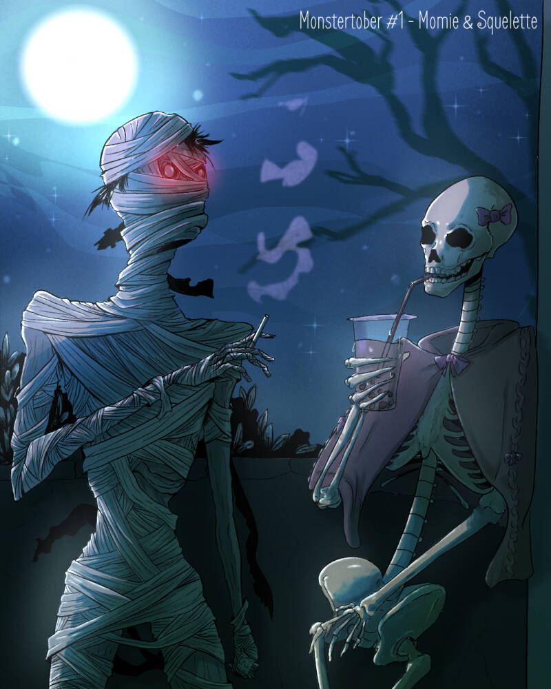 Monstrotober 1 - Mummy &amp; Skeleton