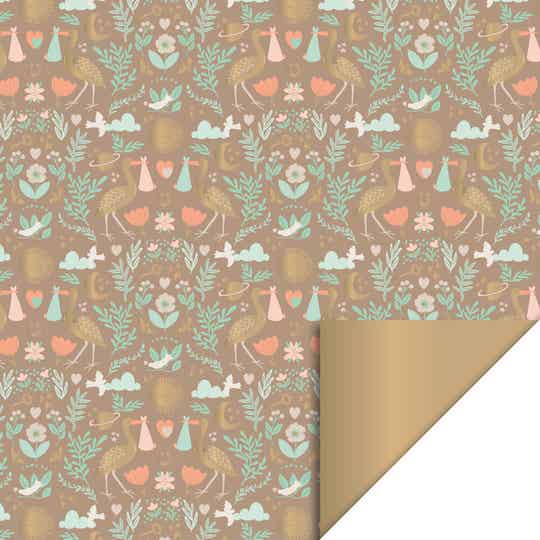 Rol cadeaupapier | Baby | blauw/rose