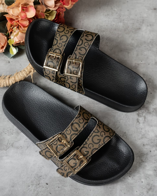 Summer Chic Slides — Black & Brown