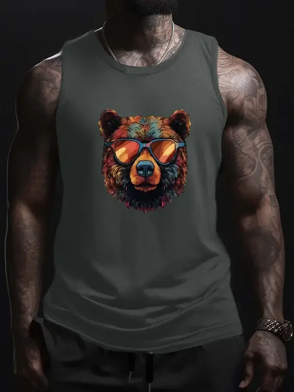 Bear Boss Print Sleeveless Tank Top