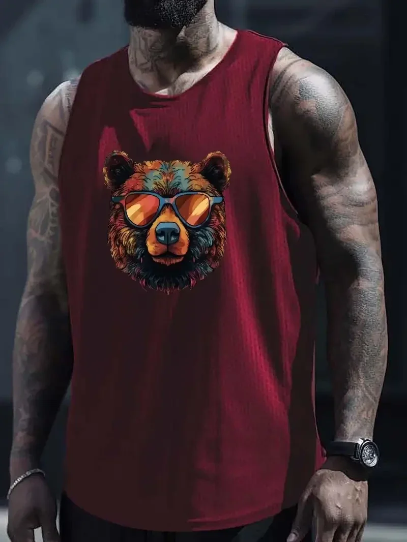 Bear Boss Print Sleeveless Tank Top