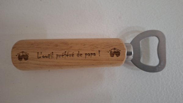 Décapsuleur en bois avec message humoristique recto/verso RF1