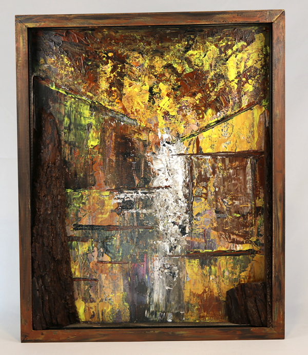 Golden Passage, mixed media original fine art signed - 17 x 21 inches