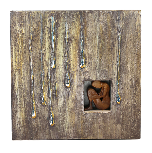 Shadow Box, The Rain Within, Original Acrylic Fine Art - 14 x 15 x 3 inches