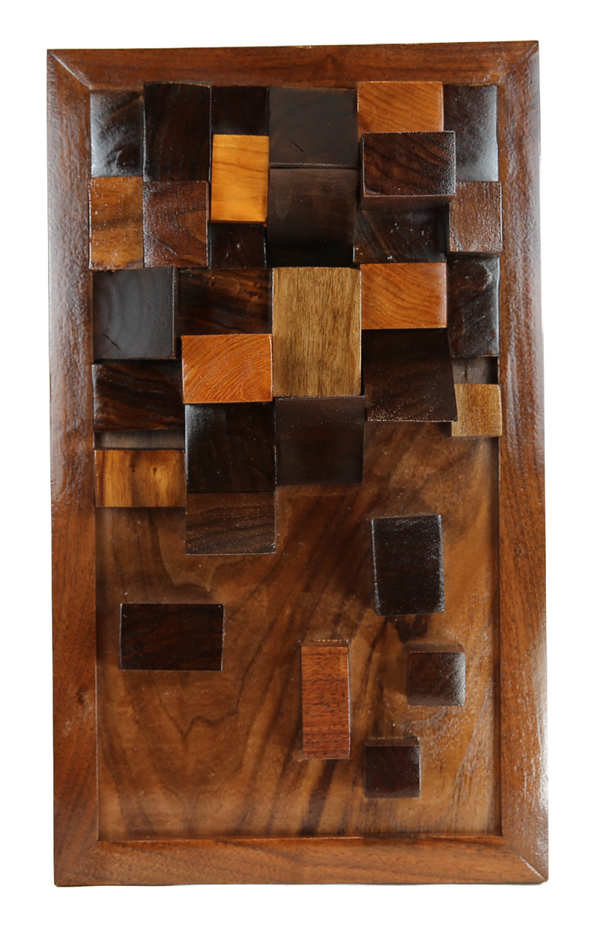 Walnut block wall art - 11 x 19 inches