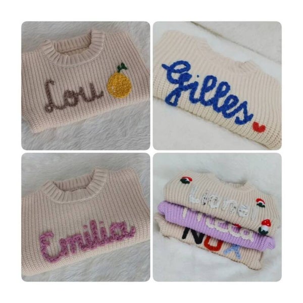 Handgeborduurde trui