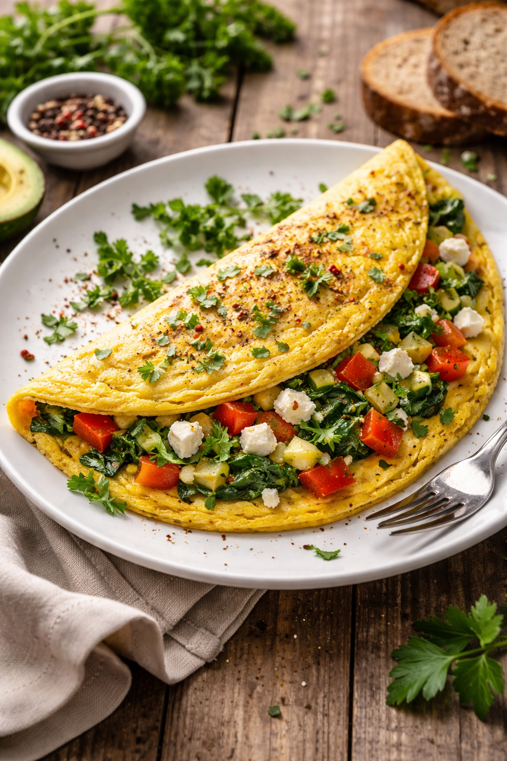 Omelett Mit Gemuse Und Feta