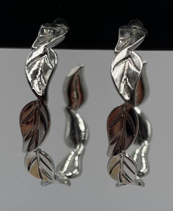 Earrings Leaf Silver