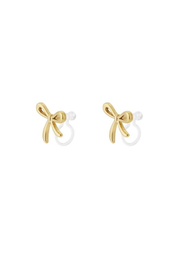 Clip Earrings Bows Gold