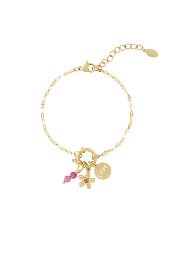Bracelet DIY Red Flowers Gold