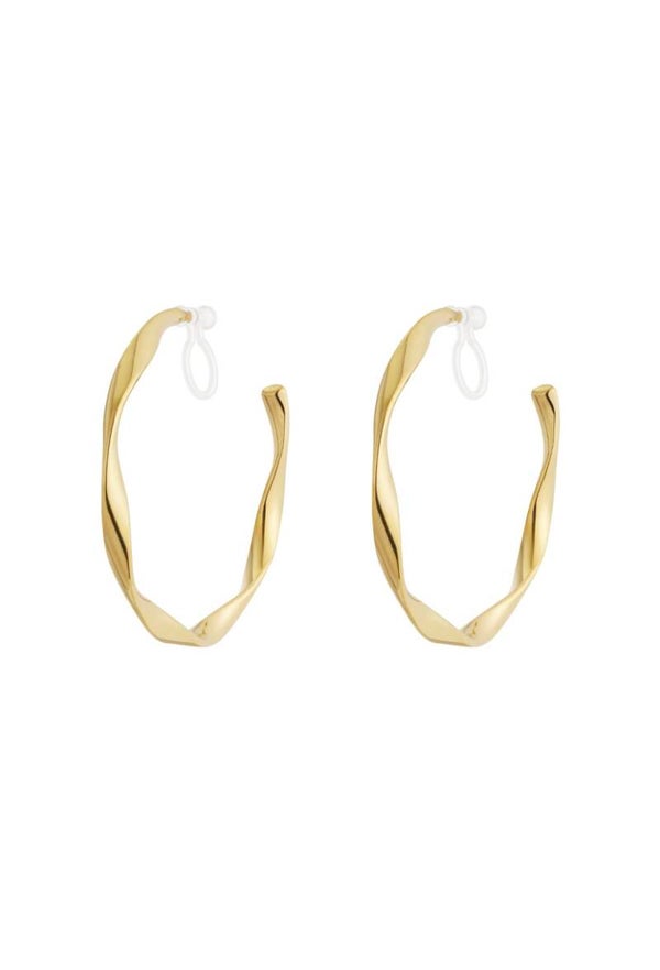 Clip Earrings Twist Hoops Gold
