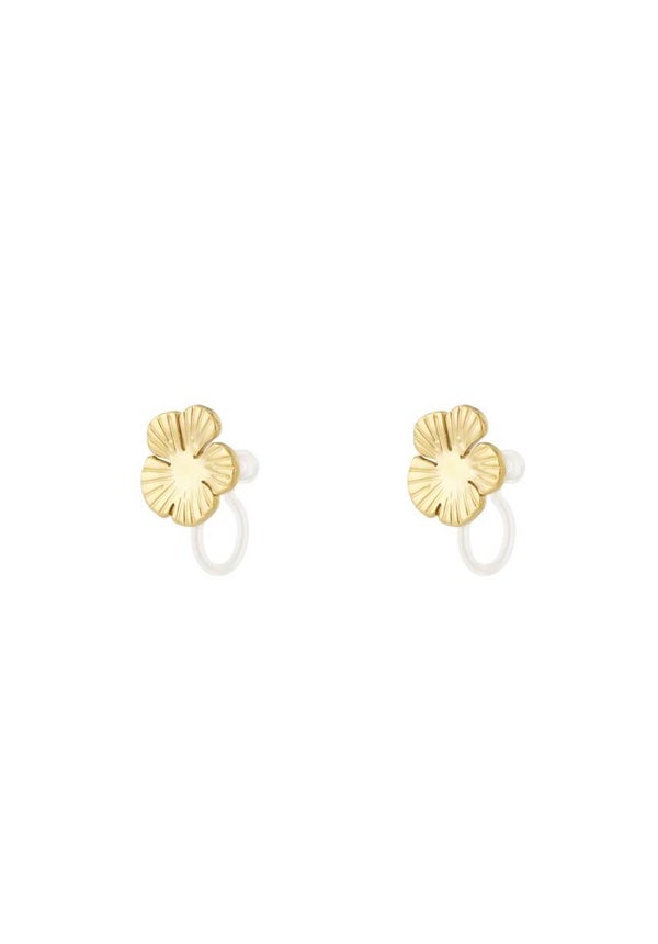 Clip Earrings Flowers Gold