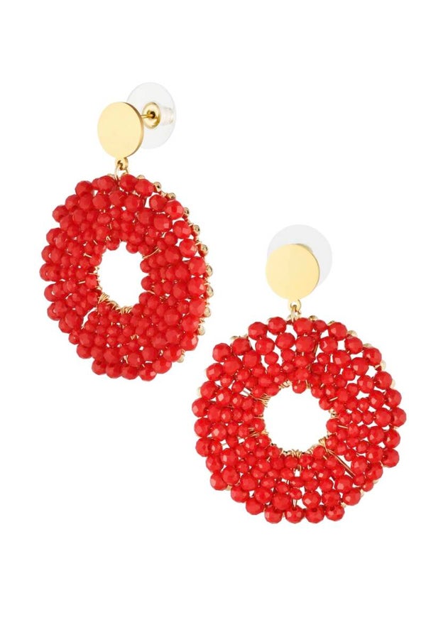 Earrings Donut Red Gold