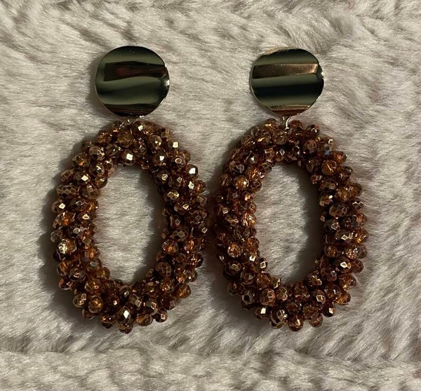Earrings Top Facet Copper Brown