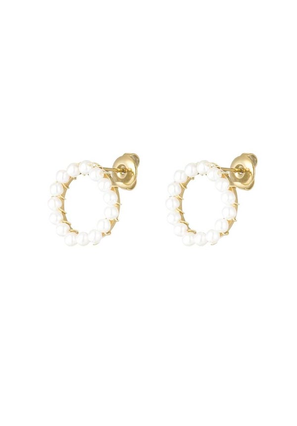 Earrings Round Pearl Gold