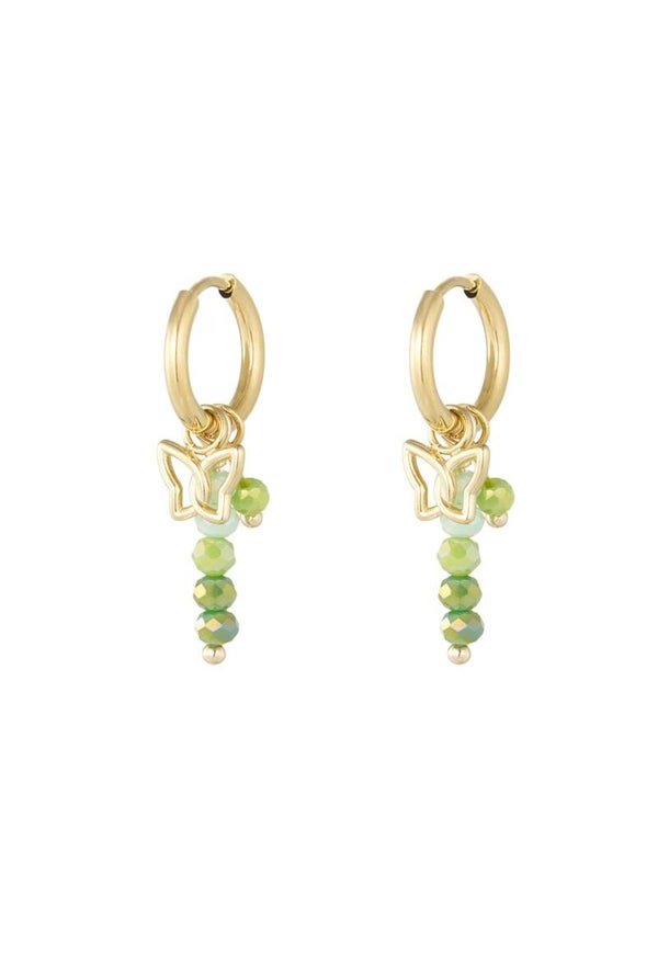 Earrings Butterfly Night Green Gold