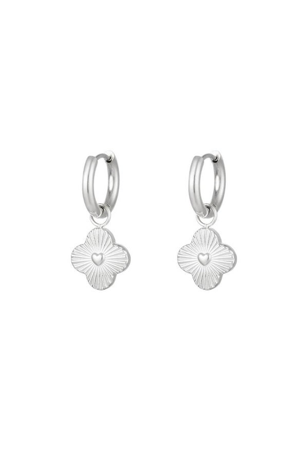 Earrings Heart Flower Silver