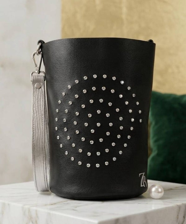 Bucket XL piel genuina cromo negra