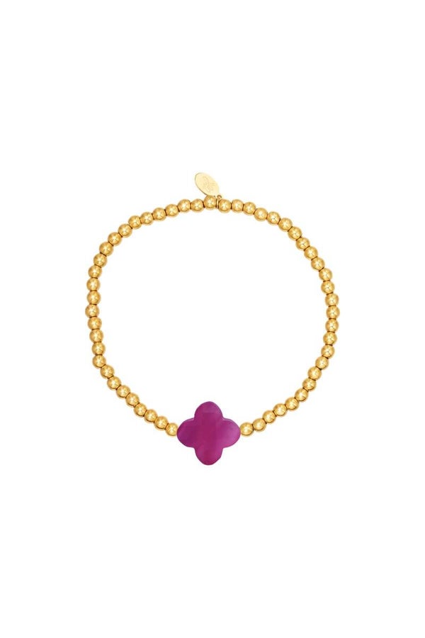 Kralen armband goud/fuchsia