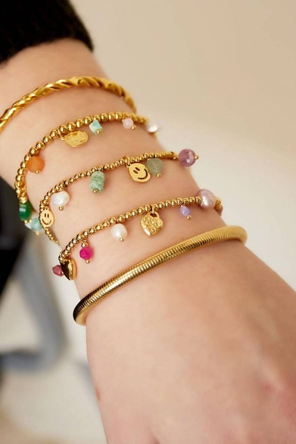 Kralen armband smiley groen