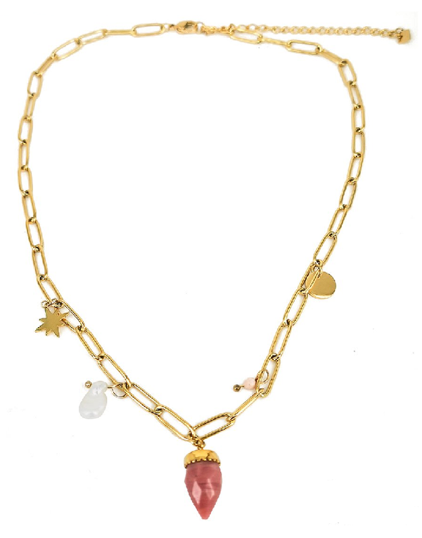 Ketting met bedels roze