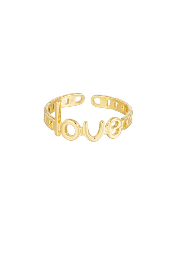 Ring LOVE met schakels - goud